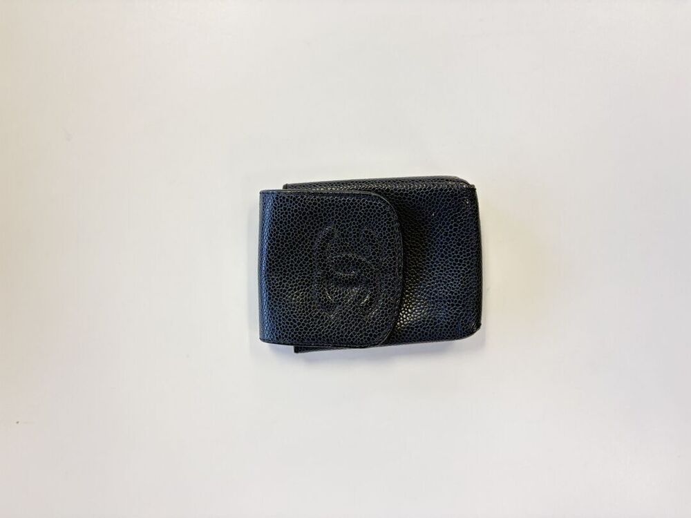 Chanel Black Caviar CC Small Flap Pouch Card Case